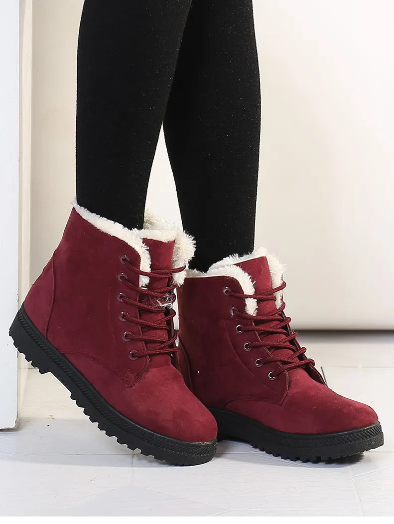 WW | Winter Boots - Lined Lace-up Boots with Warm Lining & Non-slip Sole