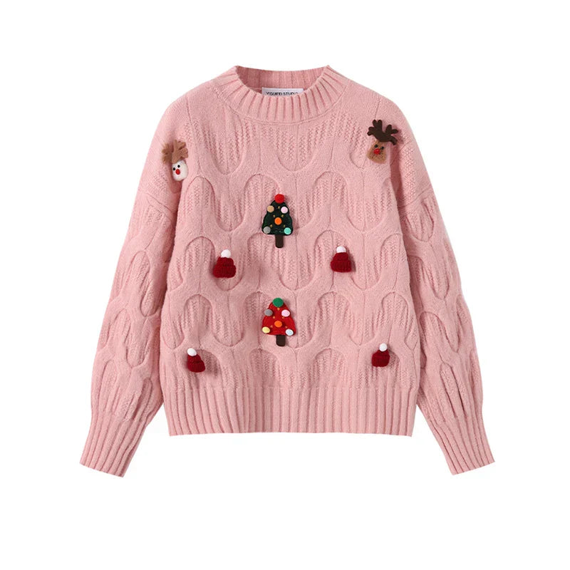WW - Hässlicher Weihnachtspulli - Damen Weihnachtspullover im Vintage-Stil