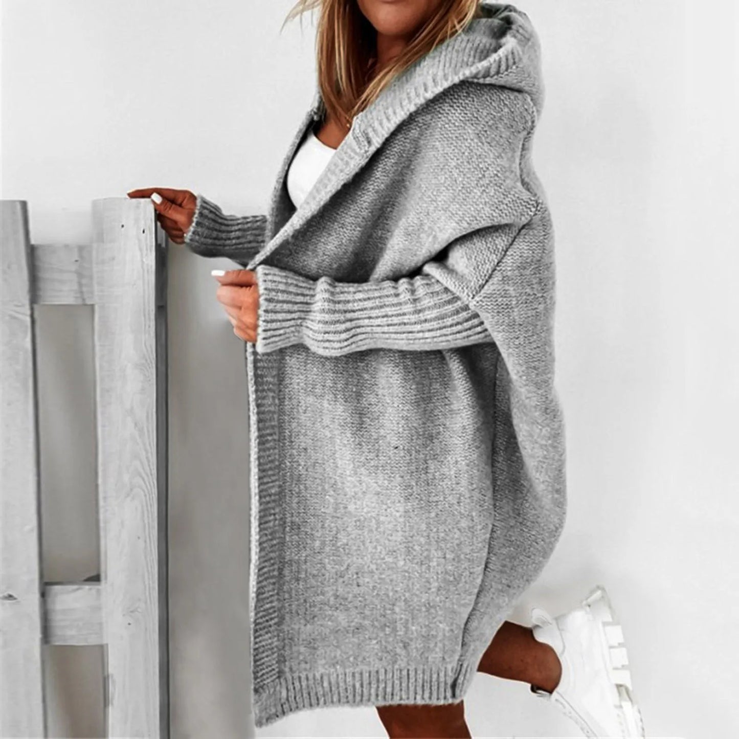 WW | Oversized Grey Hooded Cardigan