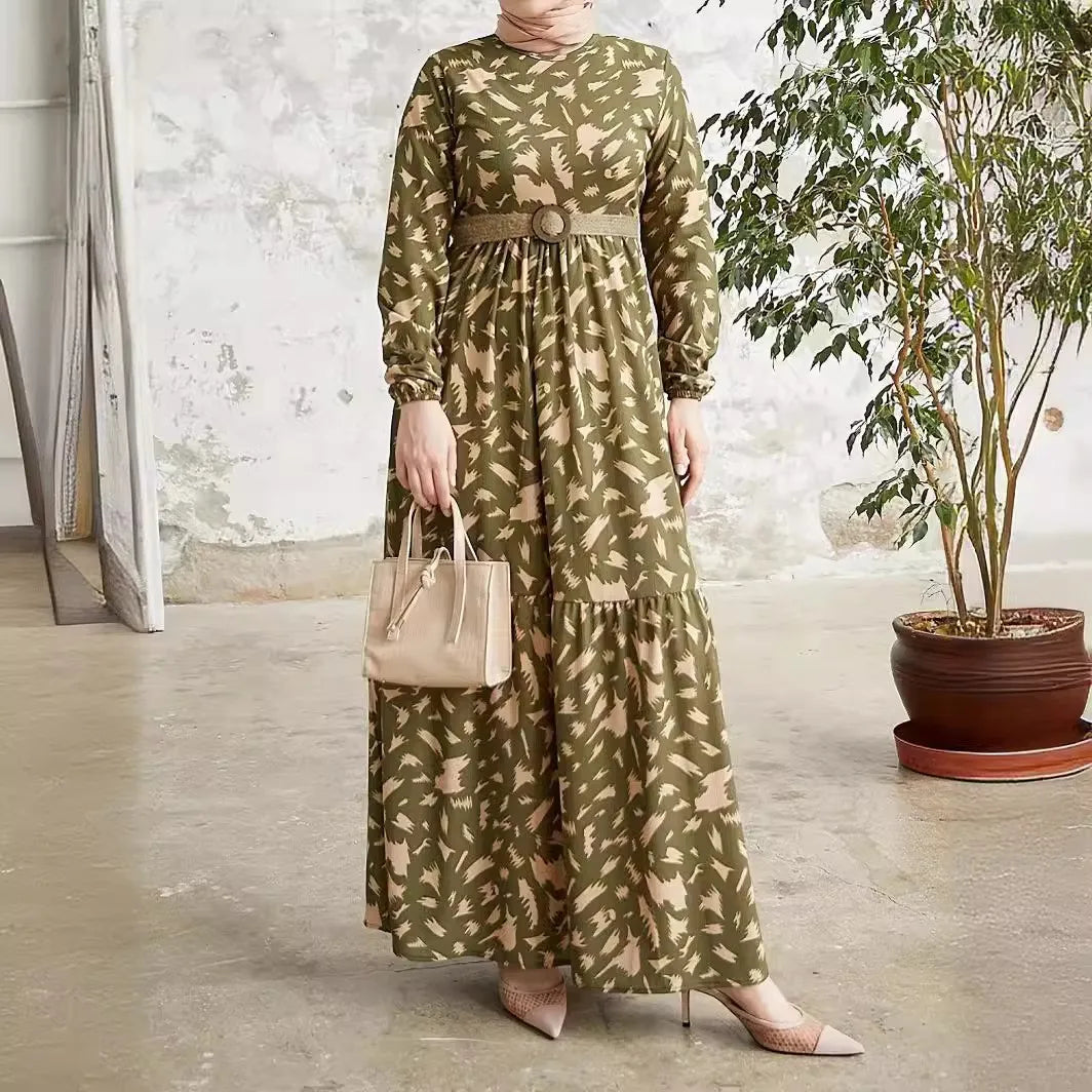 WW | Elegantes Langarm Kleid Gedruckt
