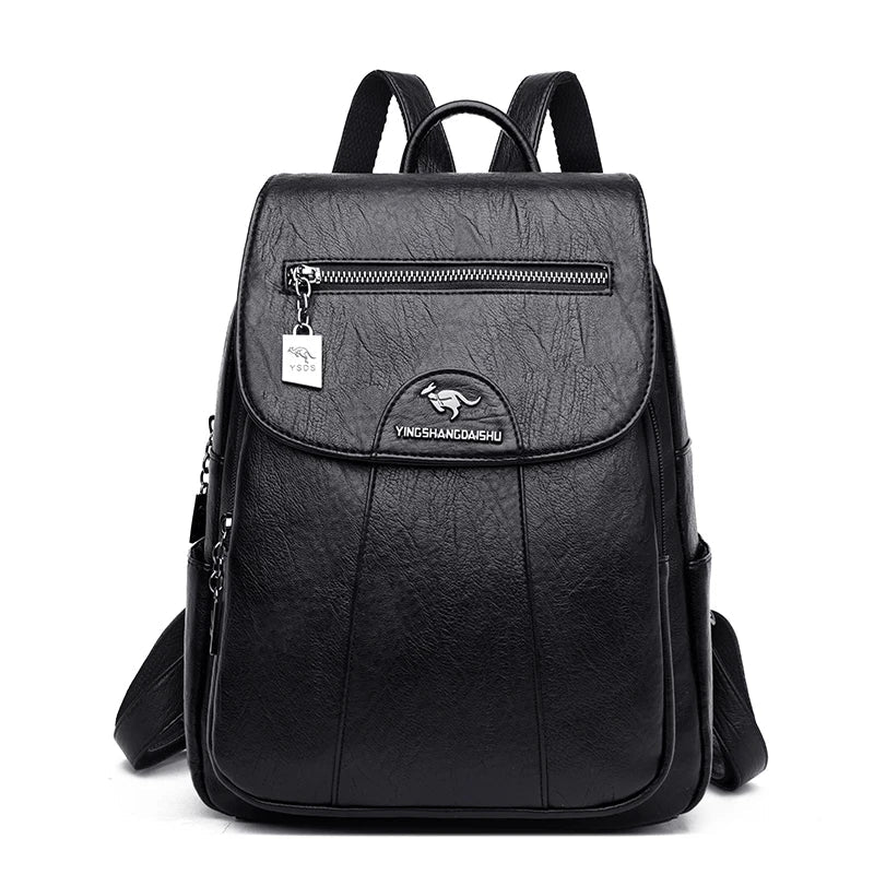 WW | Large Leather Anti-Theft Backpack for Women