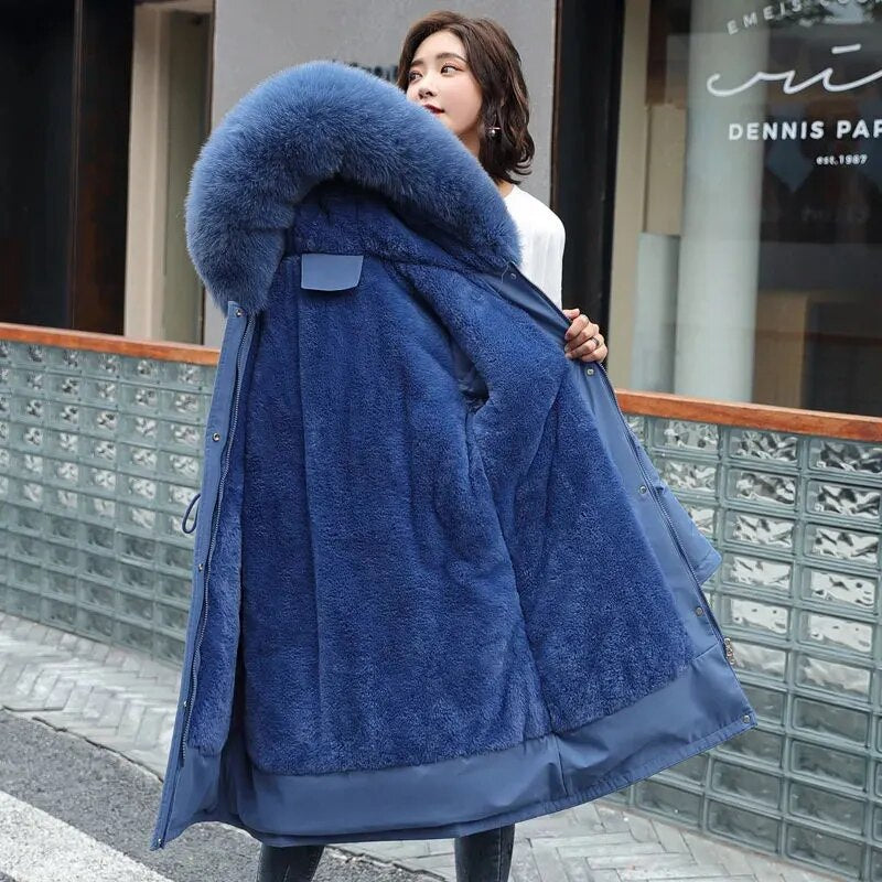 Luxury Elegant Coat with Fur Trim