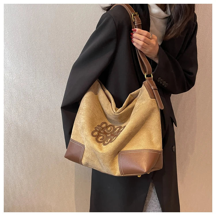 WW | Women's Luxury Brand Messenger Bags Retro Brown Crossbody Tote Bags Bucket Clutch Bag Shopping Large Capacity Travel Bag