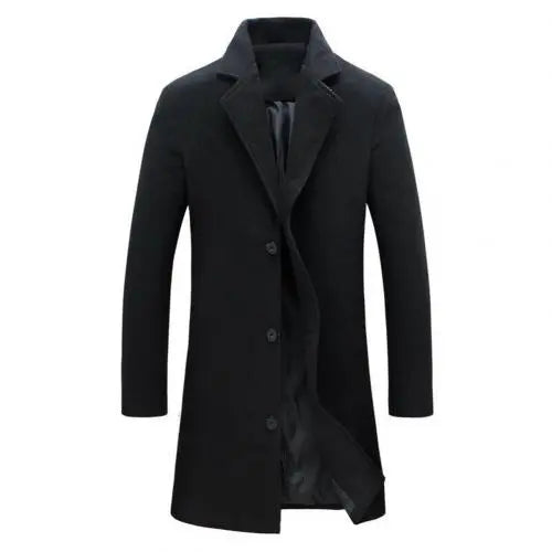 WW | Men's winter coat with front buttons and straight hem