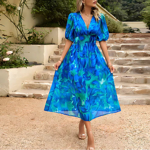 WW Floral Dress | Modern Elegant V-Neck Floral Maxi Dress