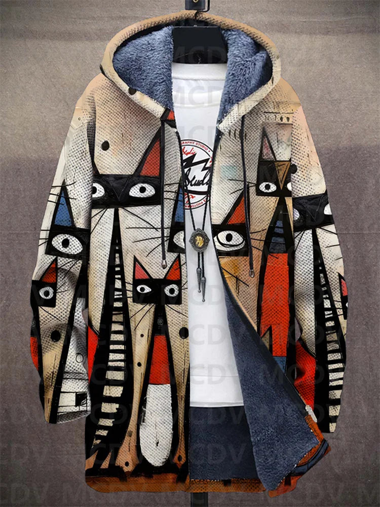 WW | Cuddly Coat with Cat Print