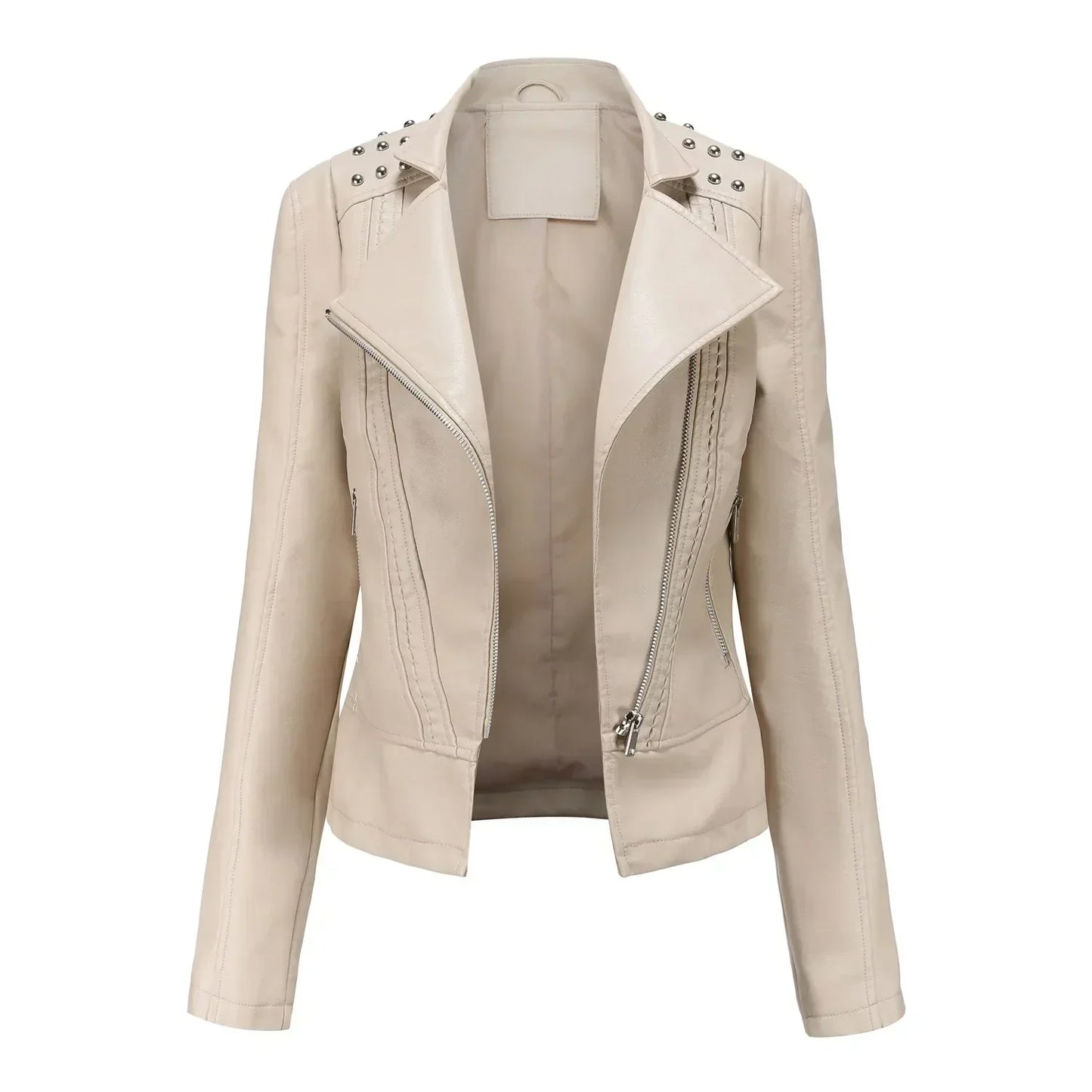 WW | Biker jacket with studded lapel collar