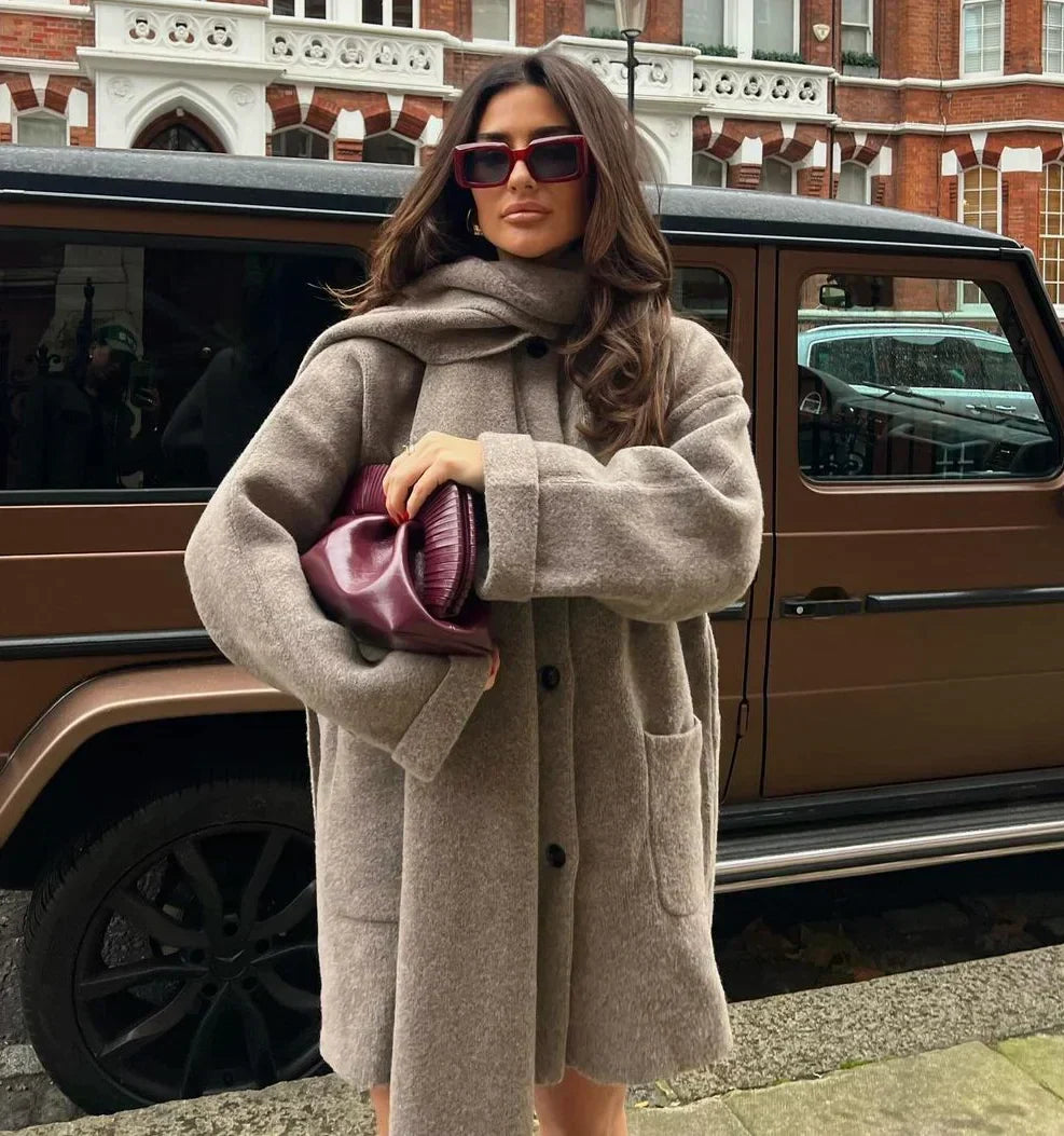 WW | Fashionable Coat with Scarf