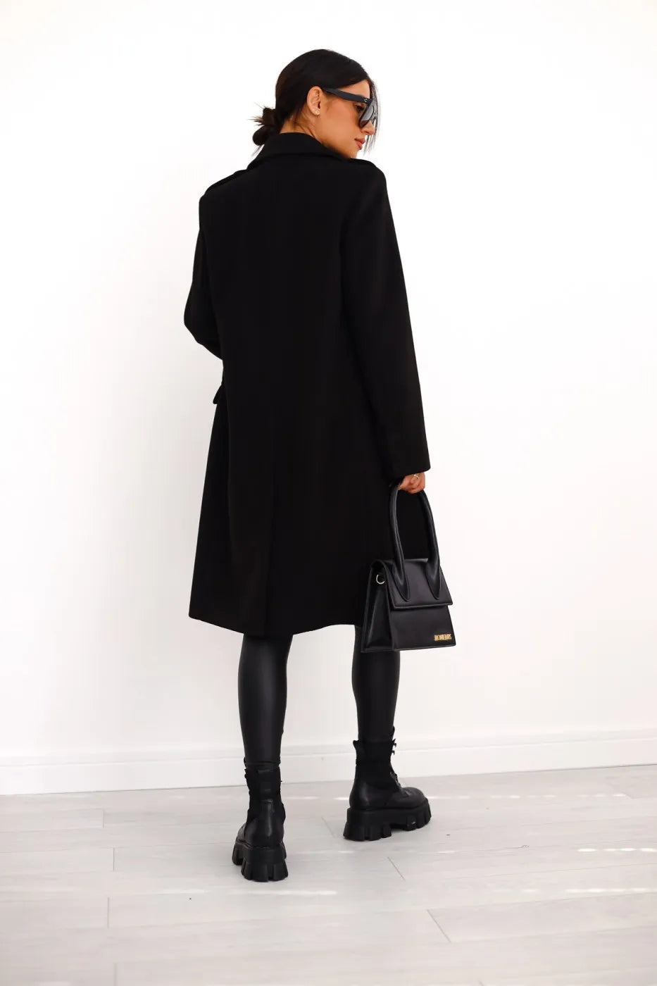 WW | Damen Doppelreihiger Mantel - Wollmischung - Mittellang - Reverskragen - Elegante formelle Kleidung