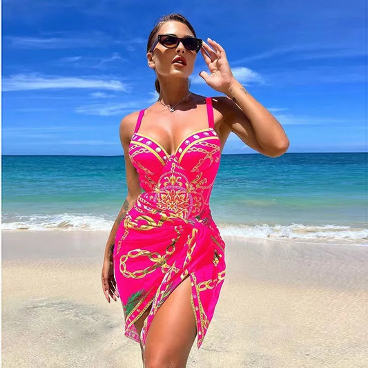 WW | Luxury New Two-Piece Women's Bikini Set Push Up Floral Print Bikini Strappy Bandage Swimwear Brazilian Biquini Swimsuit