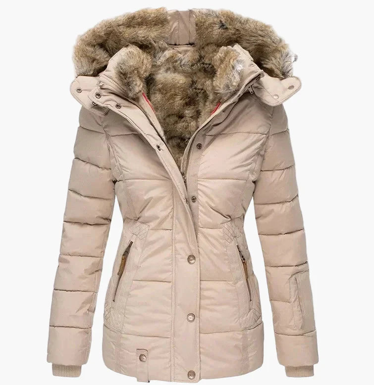 WW | Winter Quilted Jacket with Hood and Faux Fur - Fashionable Figure-Hugging Fit, Ideal for Cold Days
