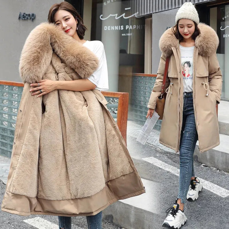 Luxury Elegant Coat with Fur Trim
