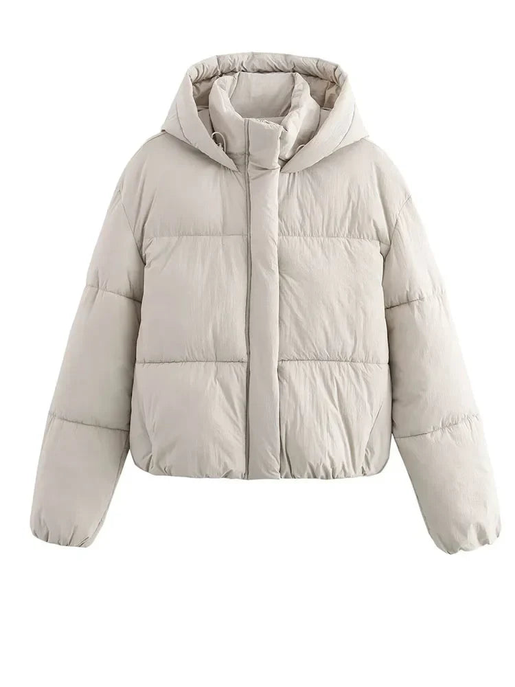 WW | Hooded Puffer Jacket with Thick Warm Quilted Design