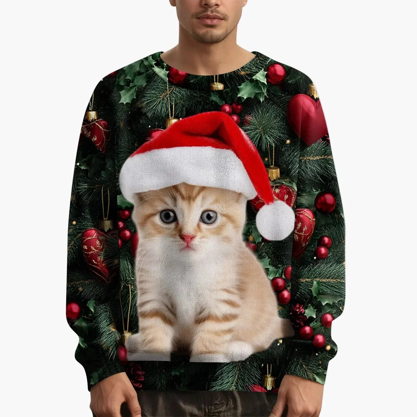 WW | Weihnachtspullover mit Katzenmotiv und festlichem Design - Lustiger Weihnachts-Sweater für Weihnachten und Winter