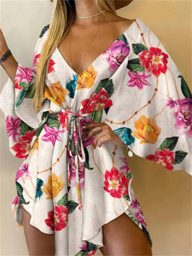 Daisy - Boho Floral V-Neck Mini Dress