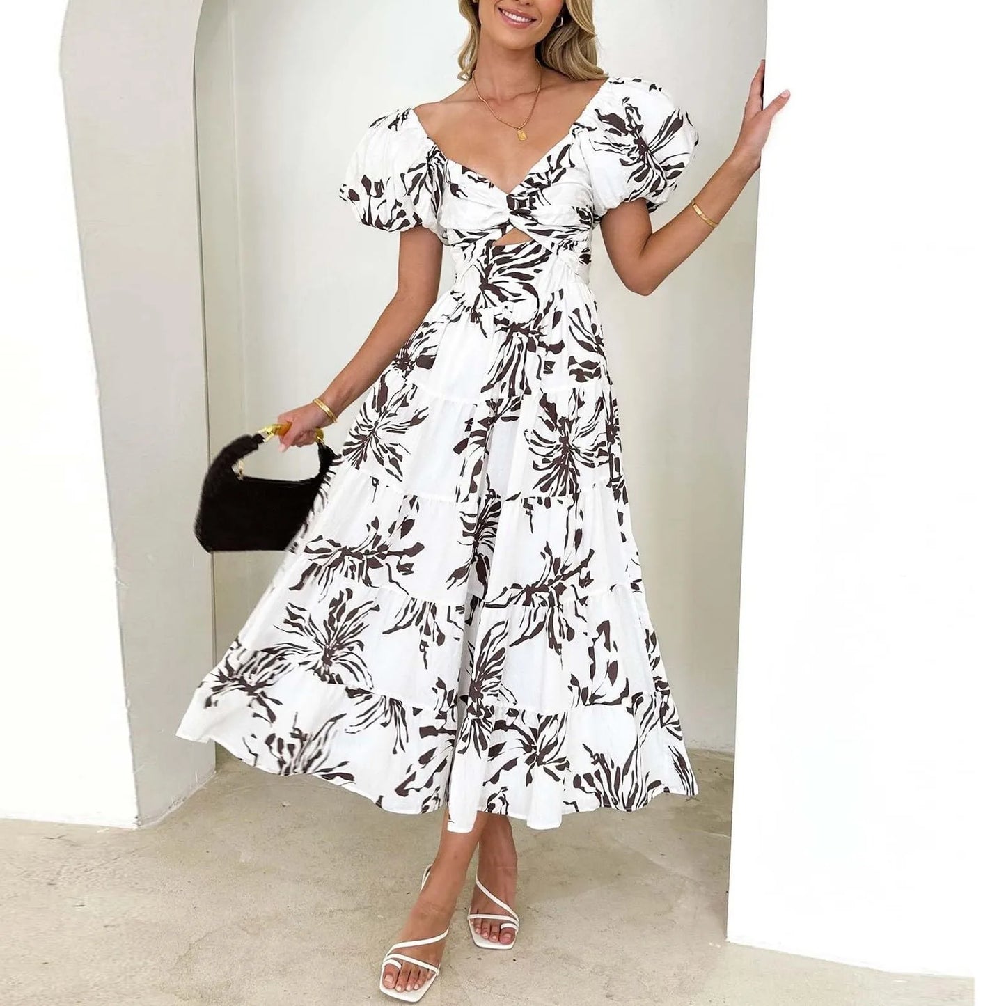 Mira | Floral, Formal V-Neck Maxi Dress