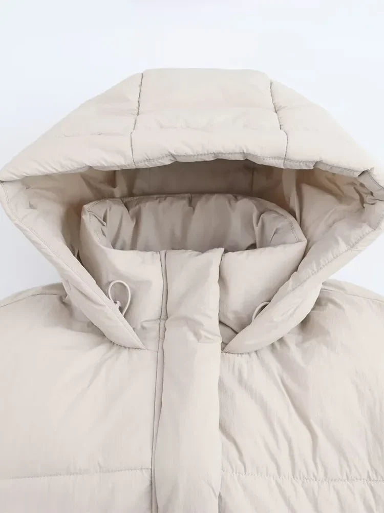 WW | Hooded Puffer Jacket with Thick Warm Quilted Design