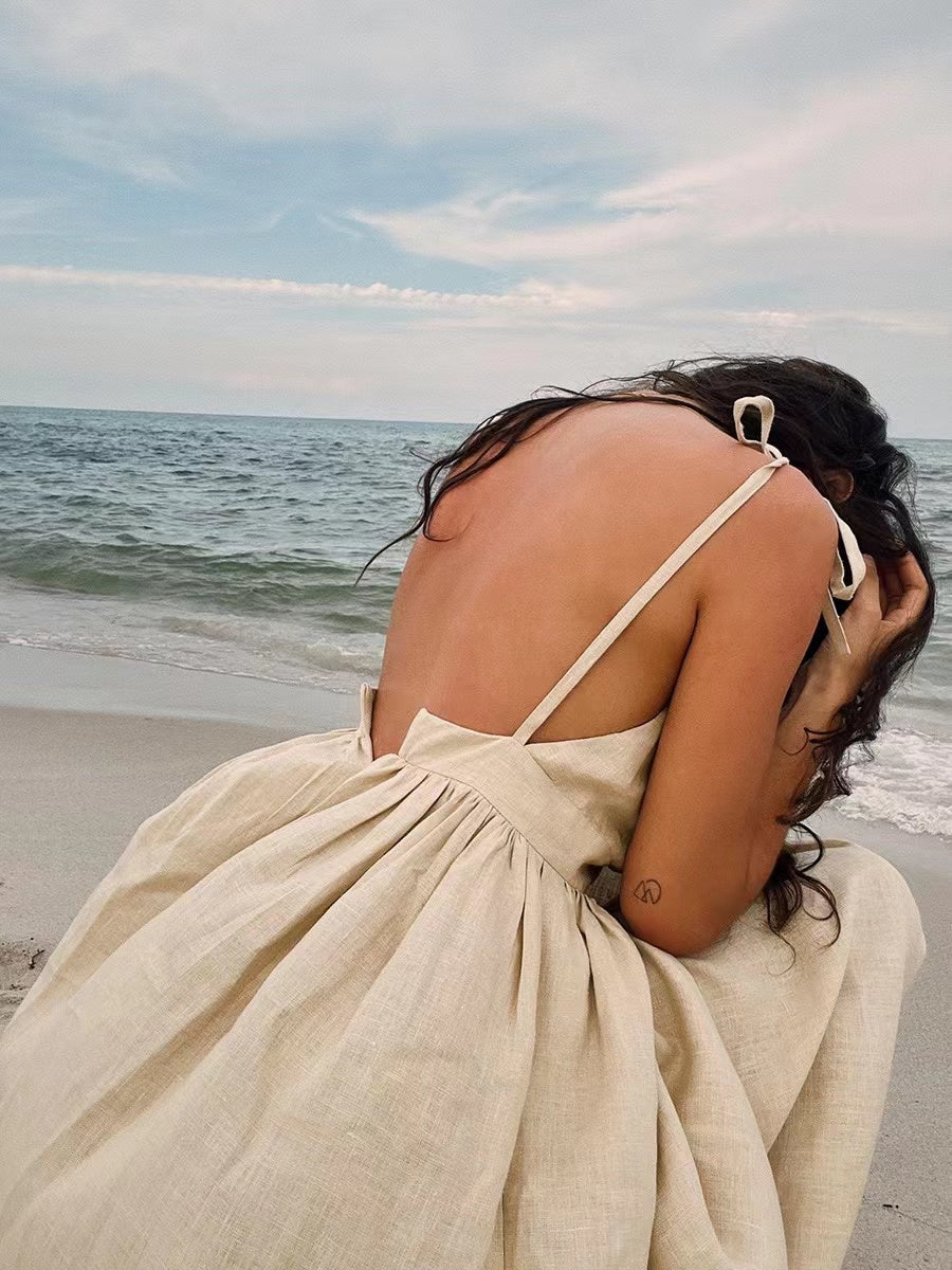 WW | Atmungsaktives Sommerkleid Aus Leinen Für Damen