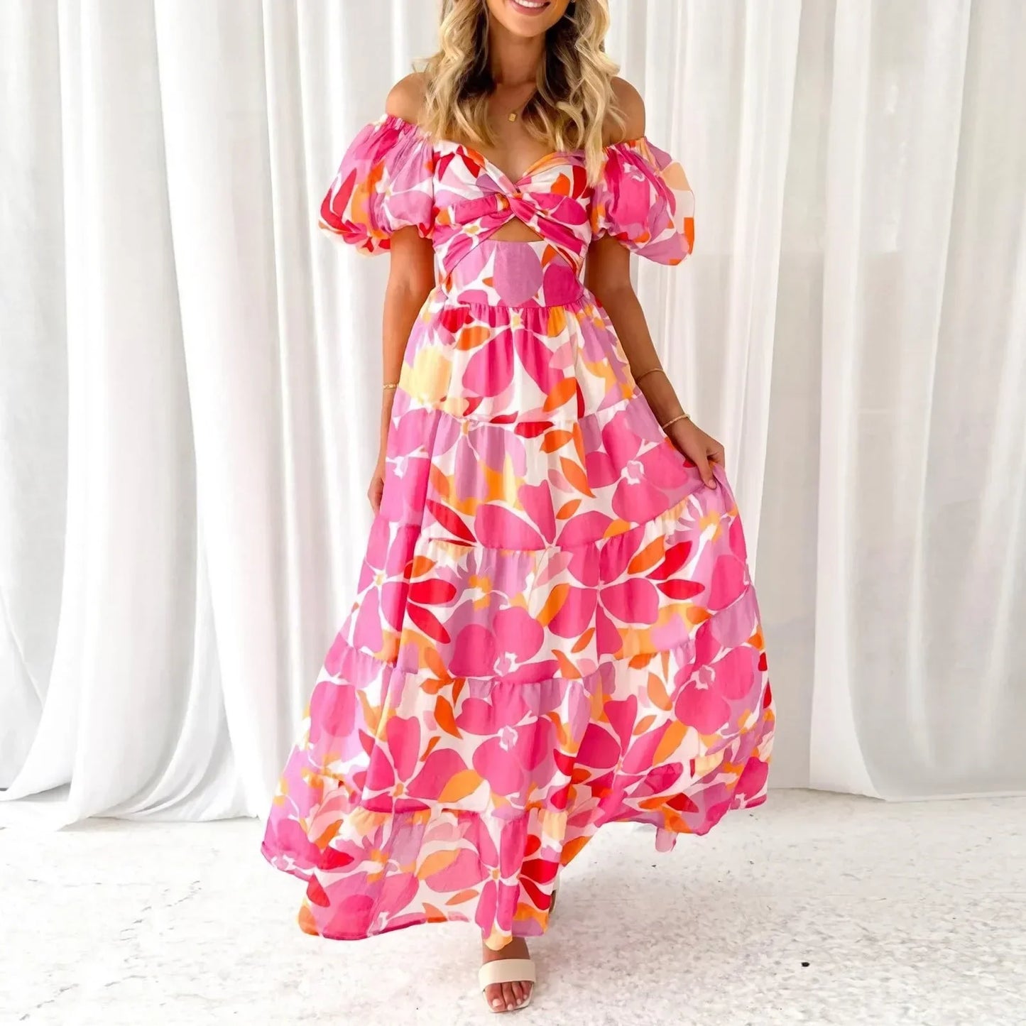 Mira | Floral, Formal V-Neck Maxi Dress