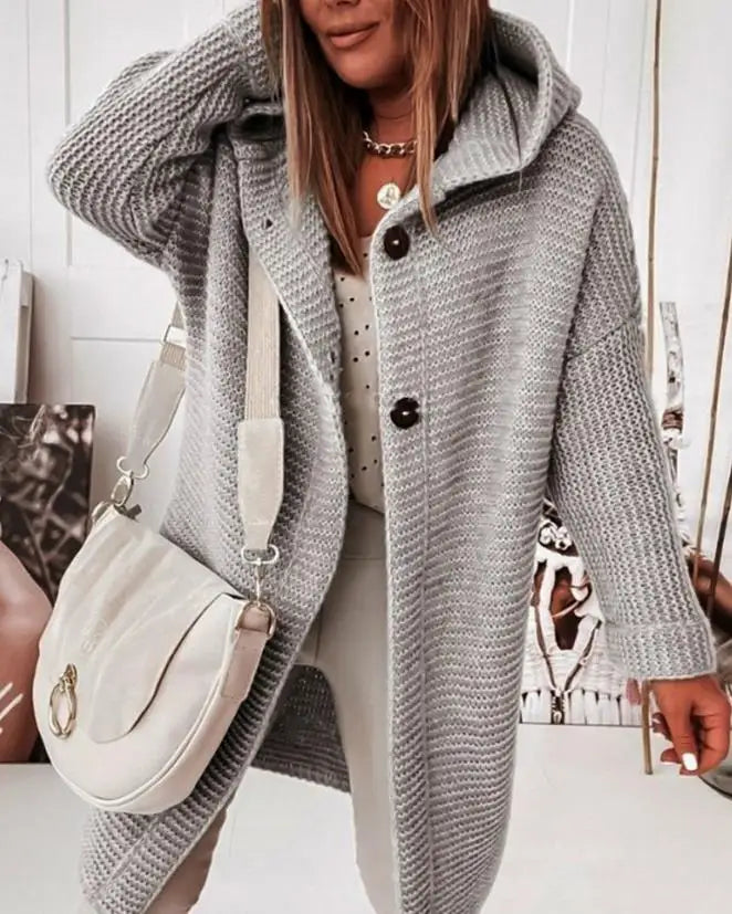 WW | Casual knitted jacket with hood