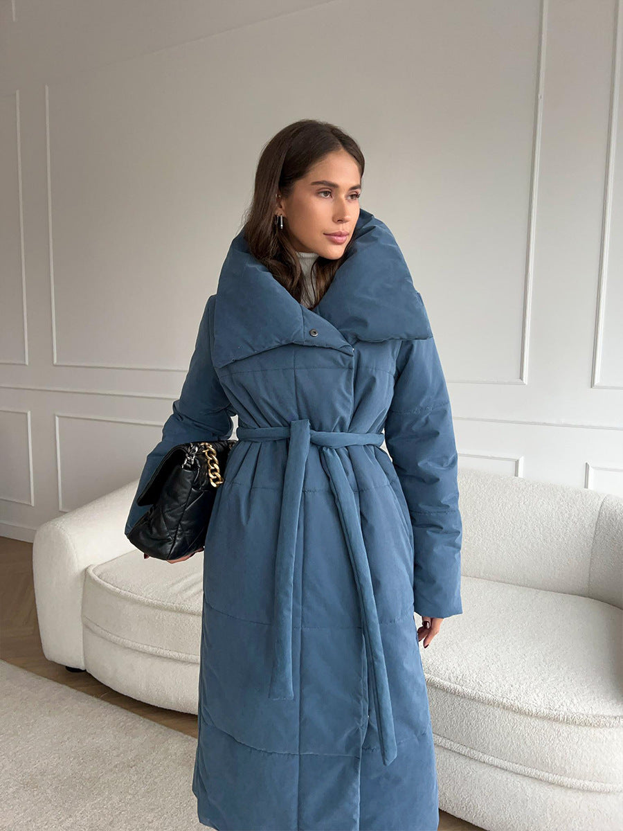 WW | Langer Wintermantel mit breitem elegantem Kragen