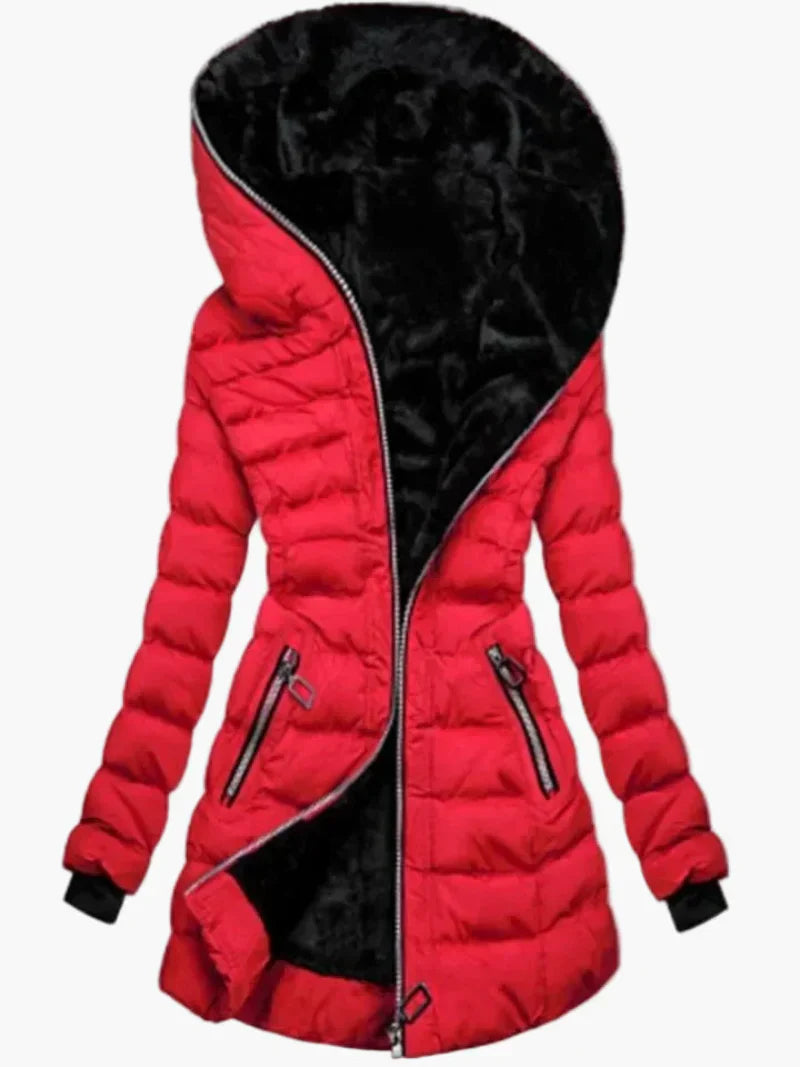 WW | Winter Steppjacke mit Kapuze und Asymmetrischem Reißverschluss - Modische Outdoorjacke für kalte Tage