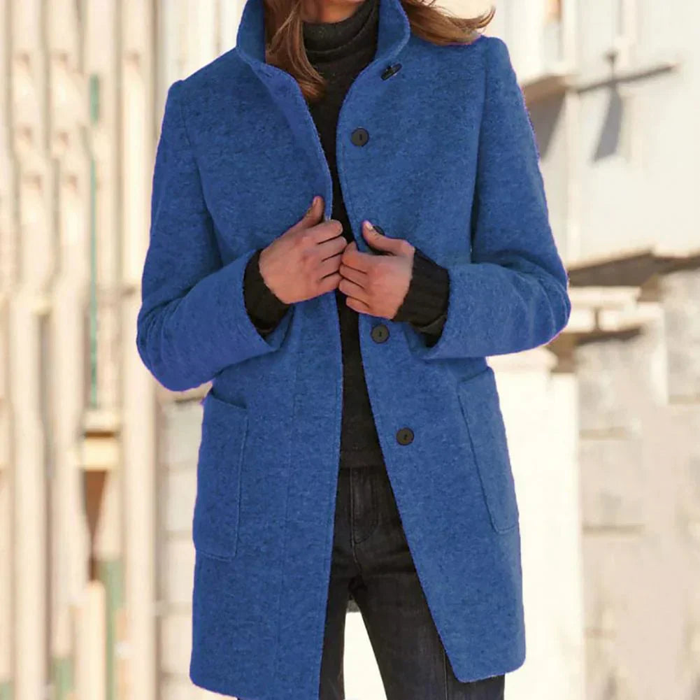 WW | Elegant Long Jacket with High Collar