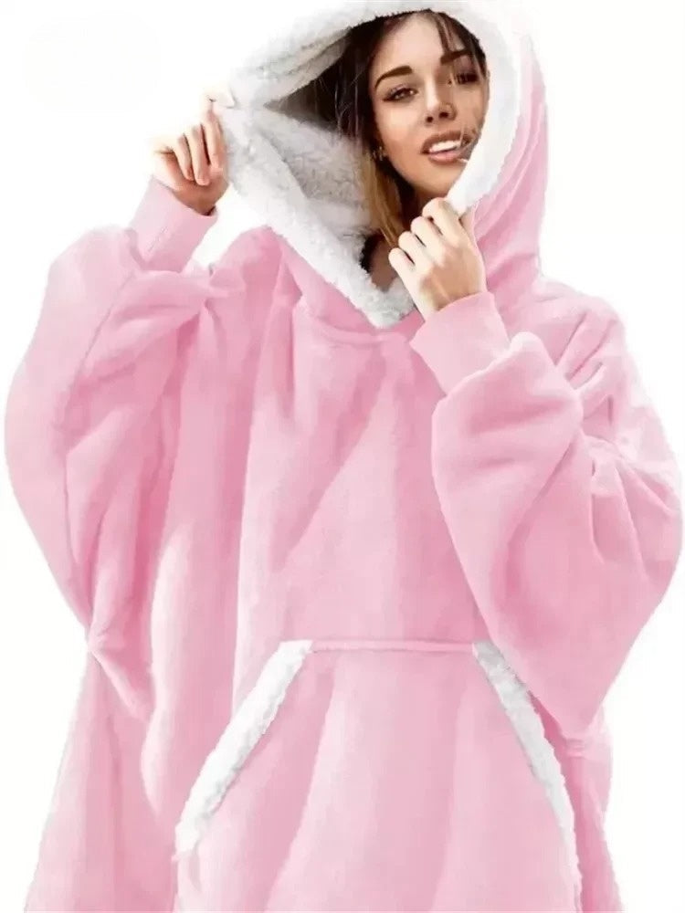 WW | Oversized Hoodie Blanket with Hood - Soft Fleece Pullover for Women & Men, Perfect for Home & Winter
