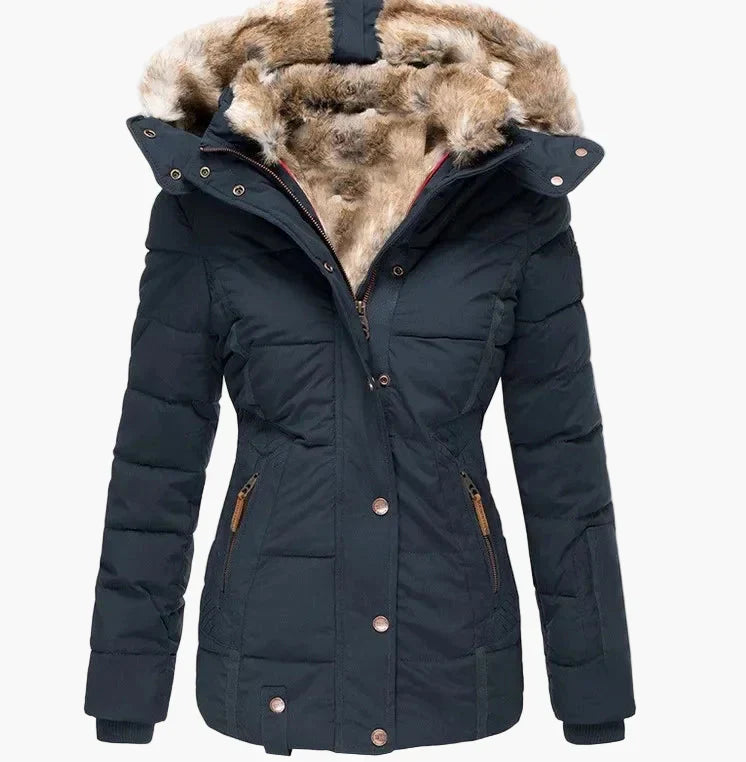 WW | Winter Quilted Jacket with Hood and Faux Fur - Fashionable Figure-Hugging Fit, Ideal for Cold Days