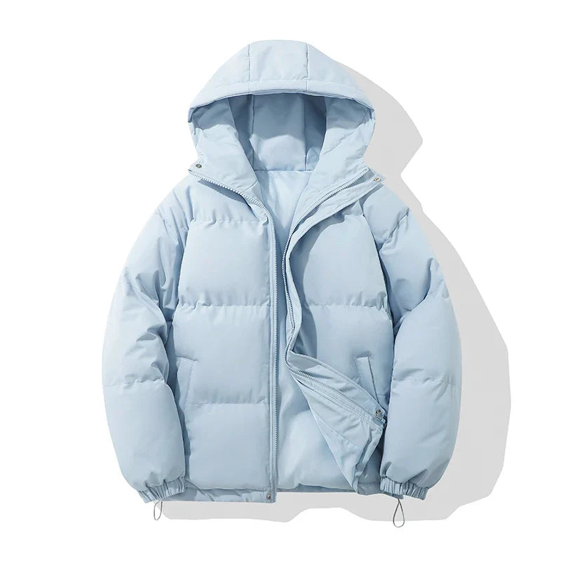 WW | Jacke Damen Hoher Kragen Kapuzen Reißverschluss Design Baumwollgefütterte Jacke