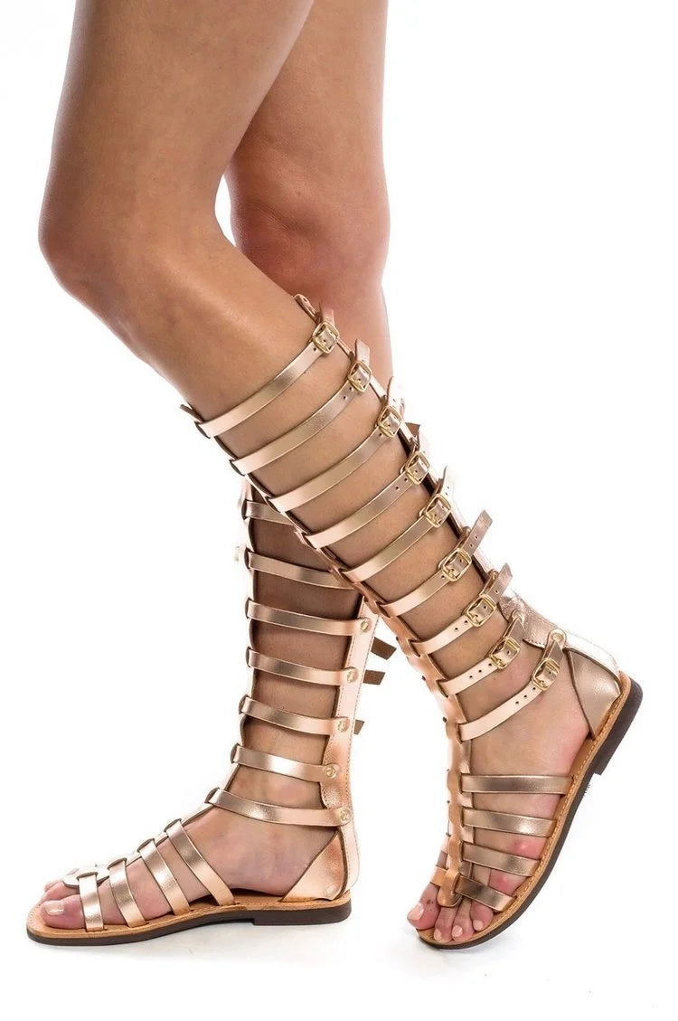 WW | Gladiator Sandals for Women Summer Roman Bandage Sandals Women Casual Zip Flat Sandals Girls Summer Hole Beach Shoes