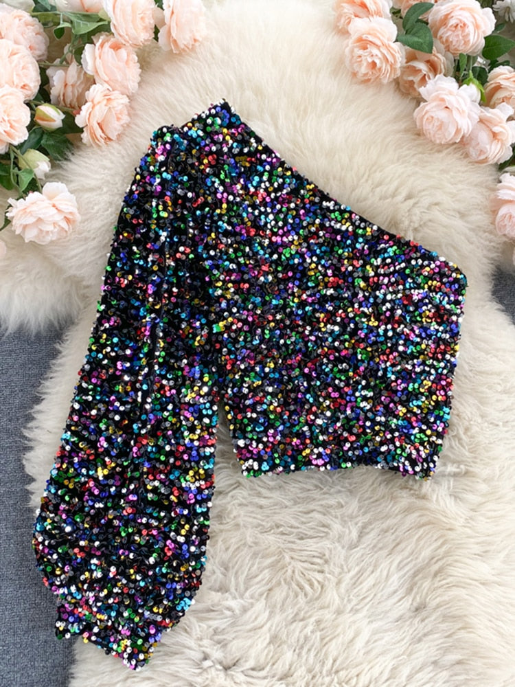 WW | Glittery One-Shoulder Top