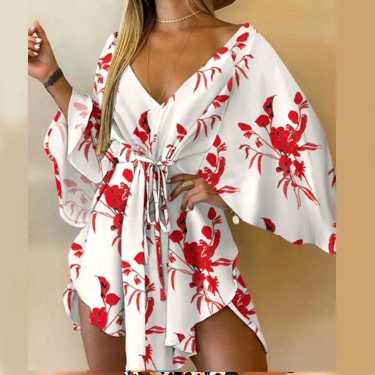 Daisy - Boho Floral V-Neck Mini Dress