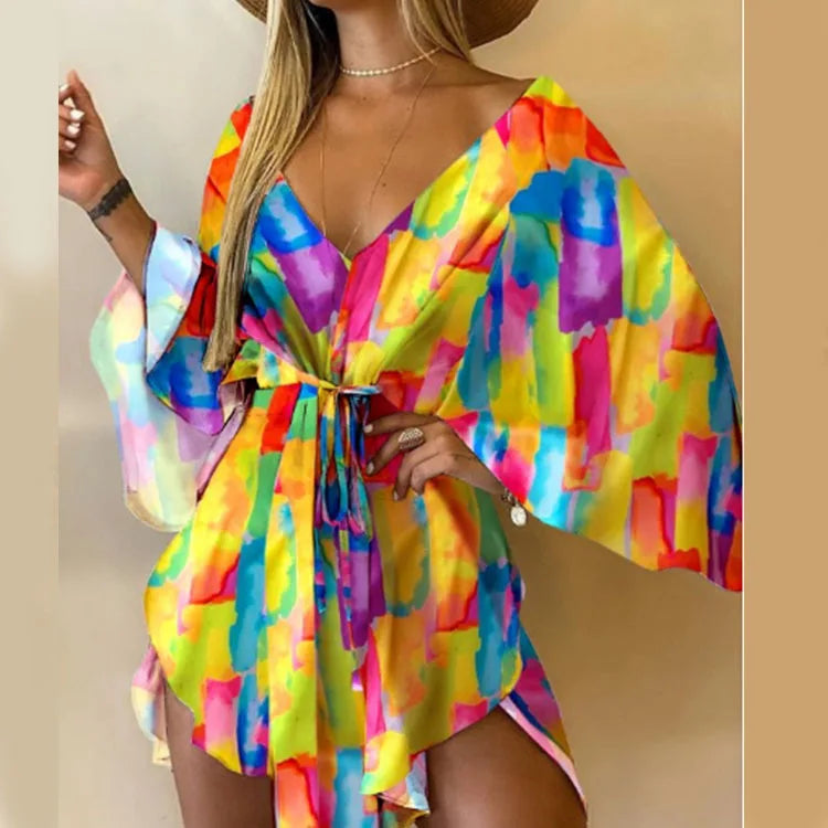 Daisy - Boho Floral V-Neck Mini Dress