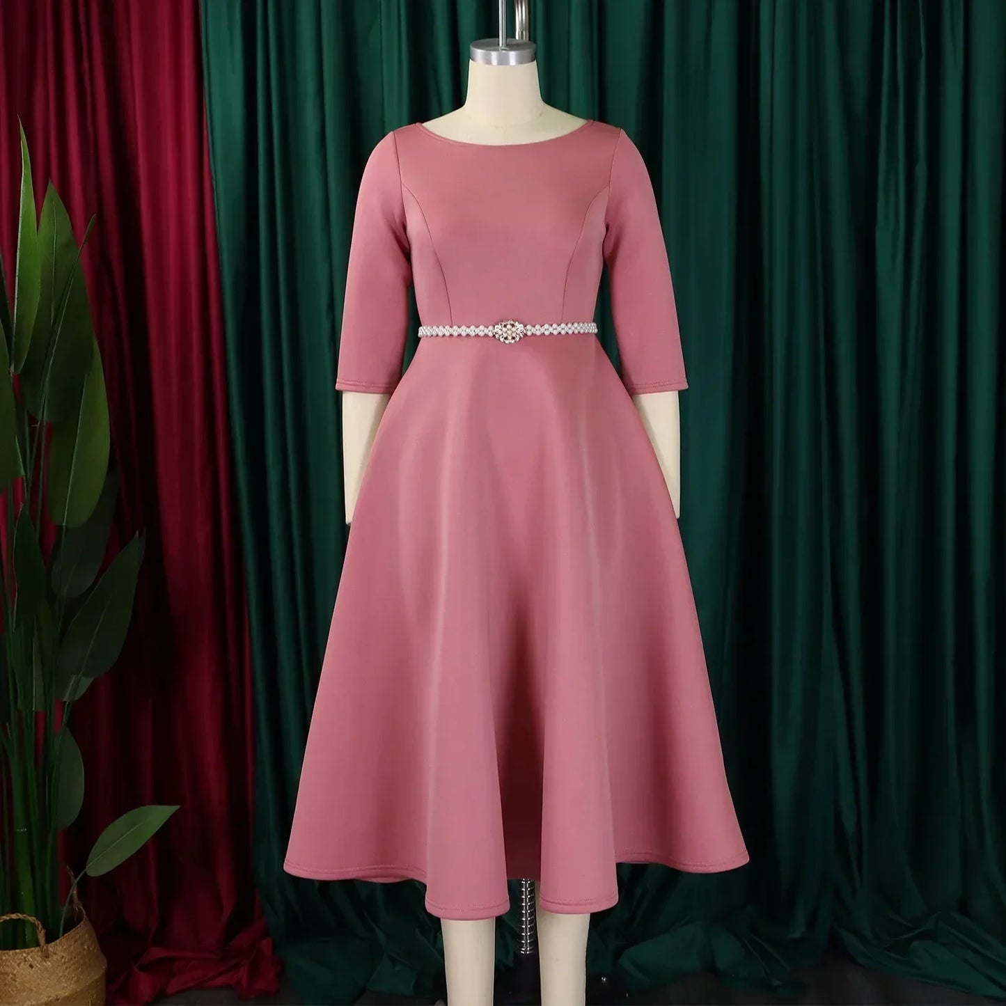 Alessia | Faltenwurf Maxi-Kleid in A-Linie mit Gürtel