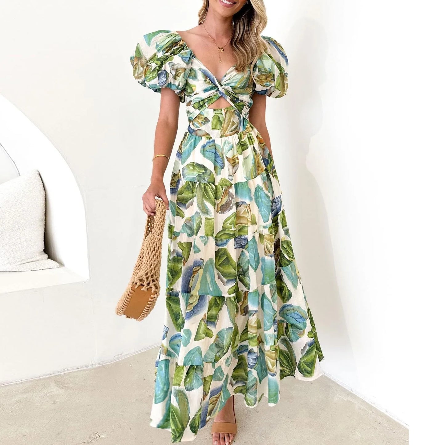 Mira | Floral, Formal V-Neck Maxi Dress