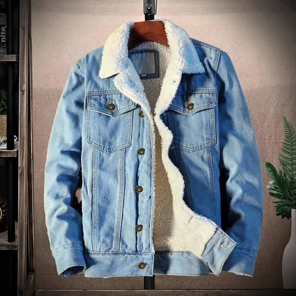 WW | Stylische warme Sherpa Jeansjacke für Männer