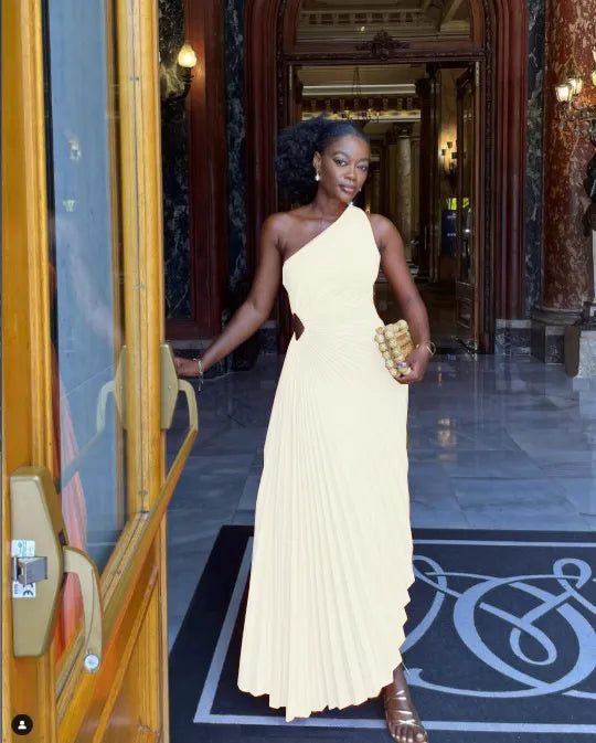 WW - Abendkleid mit Volants und Lederbesatz für Damen