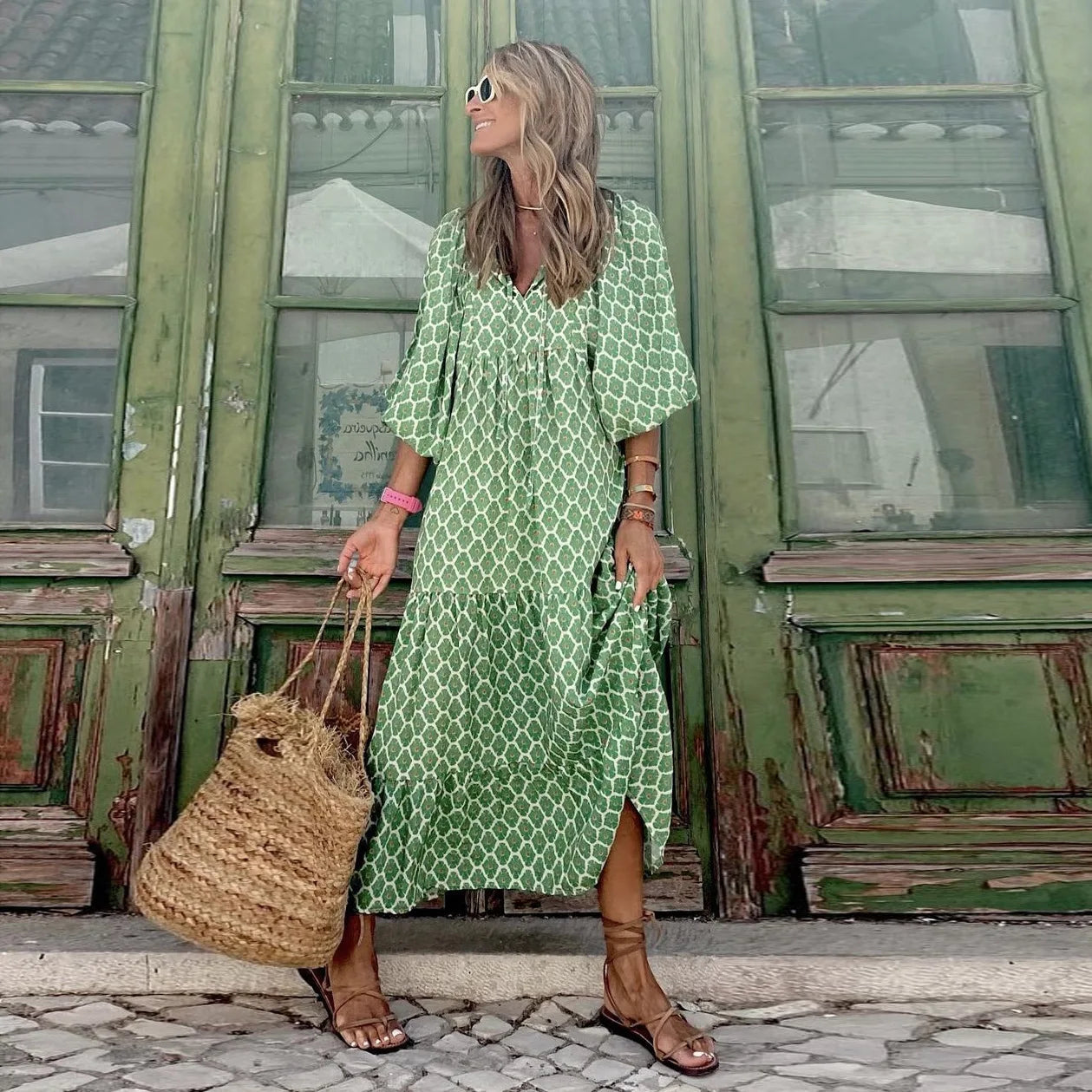 Elysia | Boho Floral Print Maxi Dress