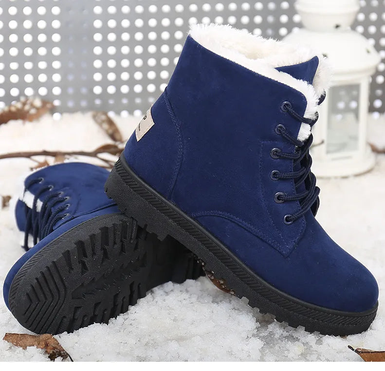 WW | Winter Boots - Lined Lace-up Boots with Warm Lining & Non-slip Sole