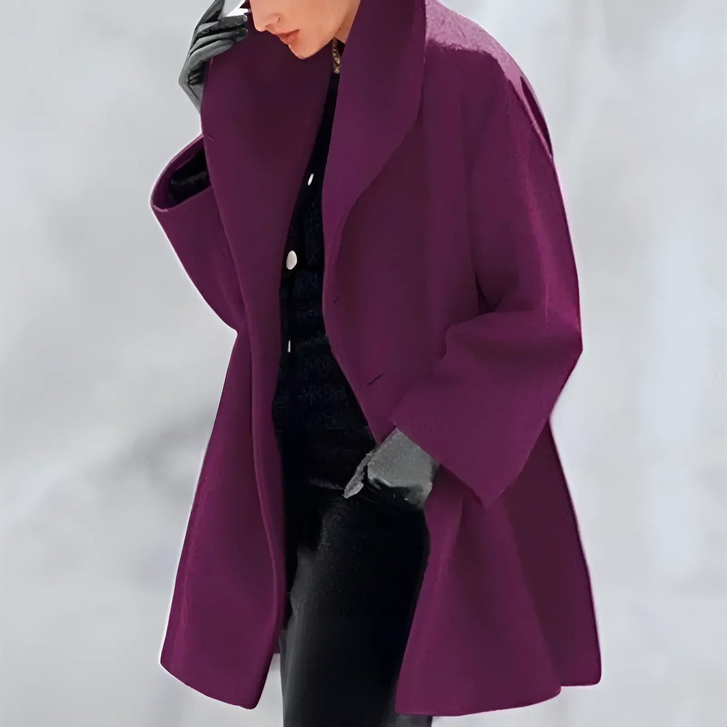 WW | Wollmischung Mantel - Breiter Revers - Minimalistische Winteroberbekleidung