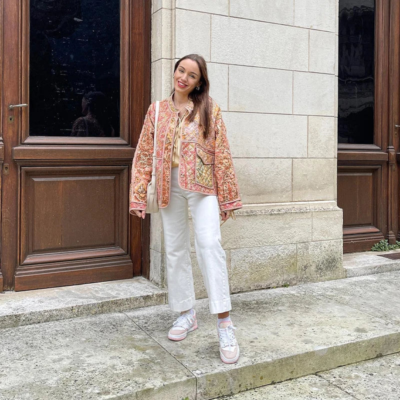 WW | Patchwork Quilted Jacket - Vintage Boho Quilt Jacket with Pockets