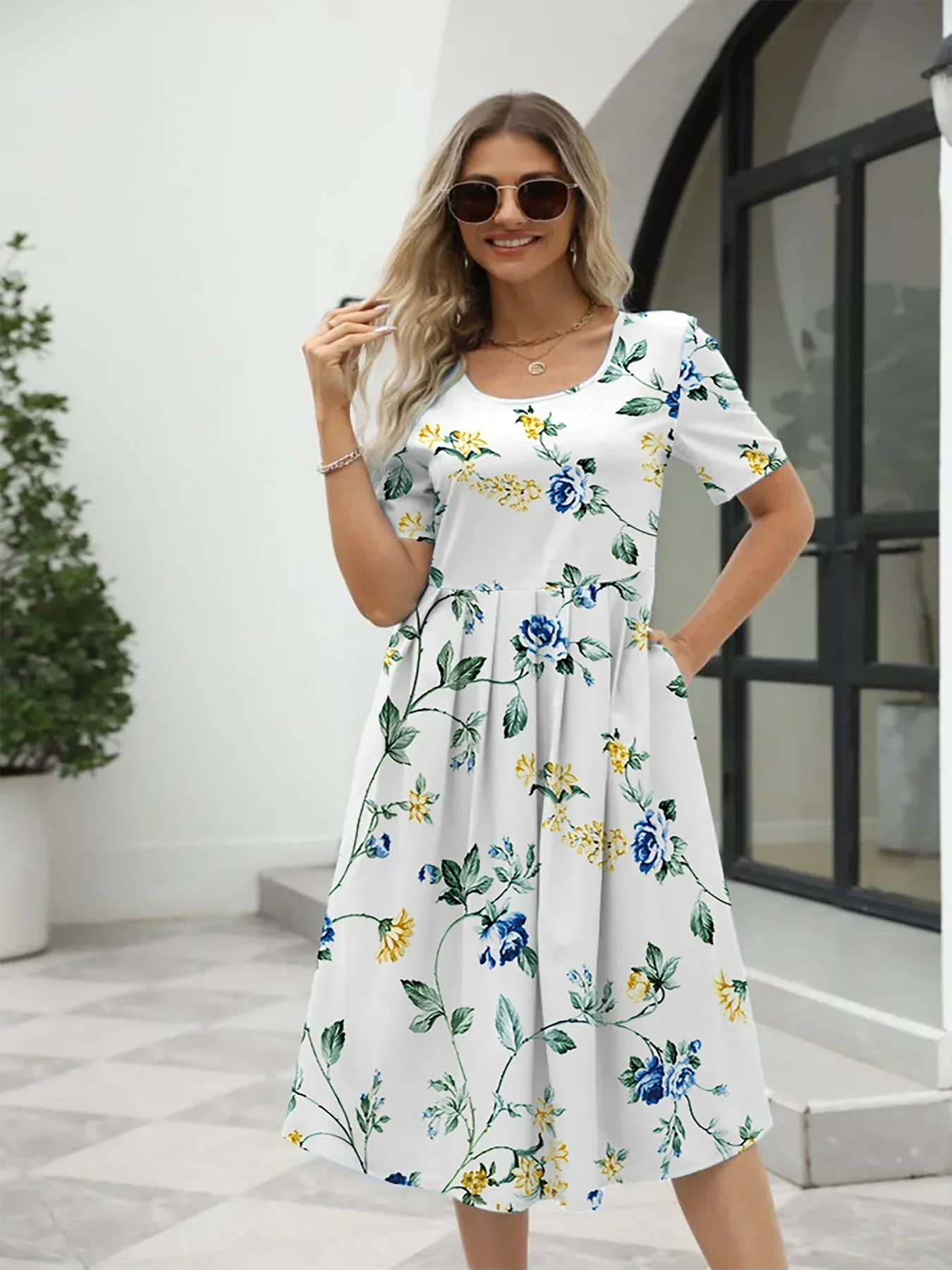 Nuvella™ Printed Summer Dress with Zipper