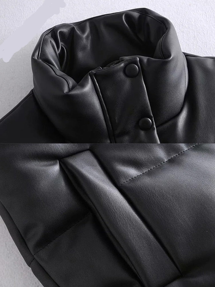 WW Leather Jackets for Women | Elegant Stand-Up Collar Vests | Fashionable Zip-Up Jackets