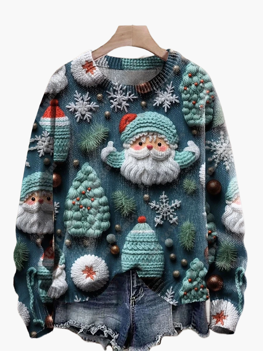 WW | Christmas sweater with festive 3D embroidery - Ideal for holidays, parties & winter