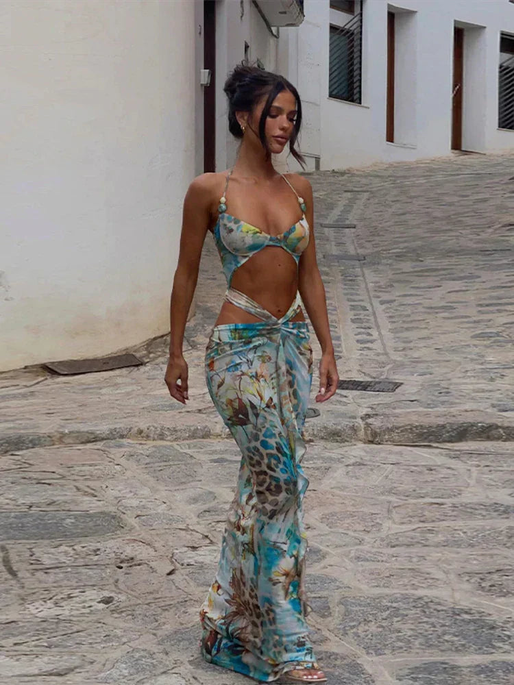 Odessa | Maxi Dress with Halter Neck and Back Wire Detail