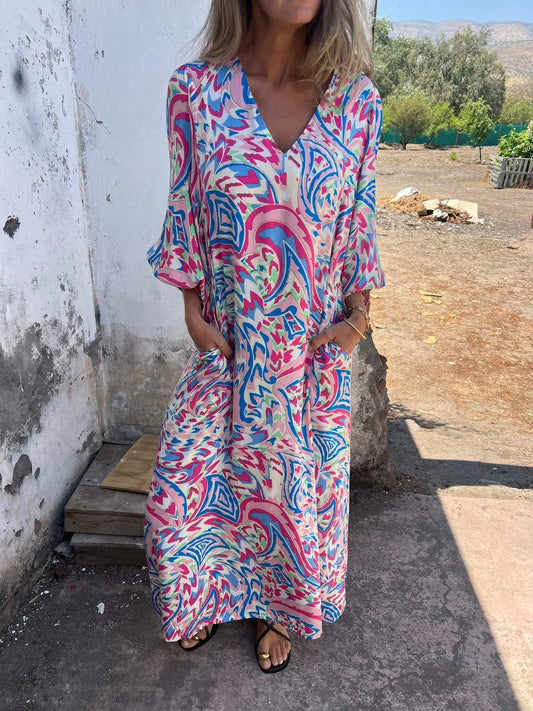 Sienna | Maxi dress in boho style with leopard print