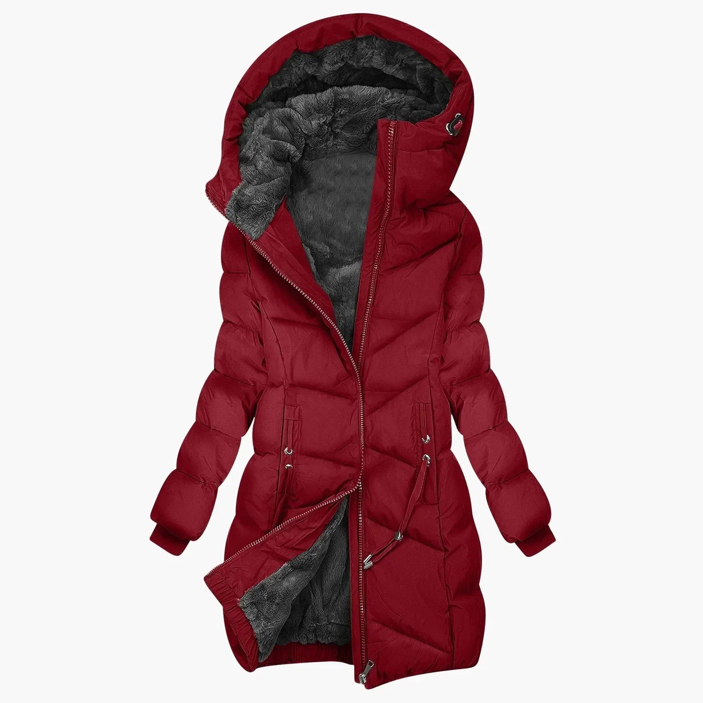 WW | Wintermantel Lang Steppjacke mit Kapuze - Winddichter, Warmer Outdoor Parka