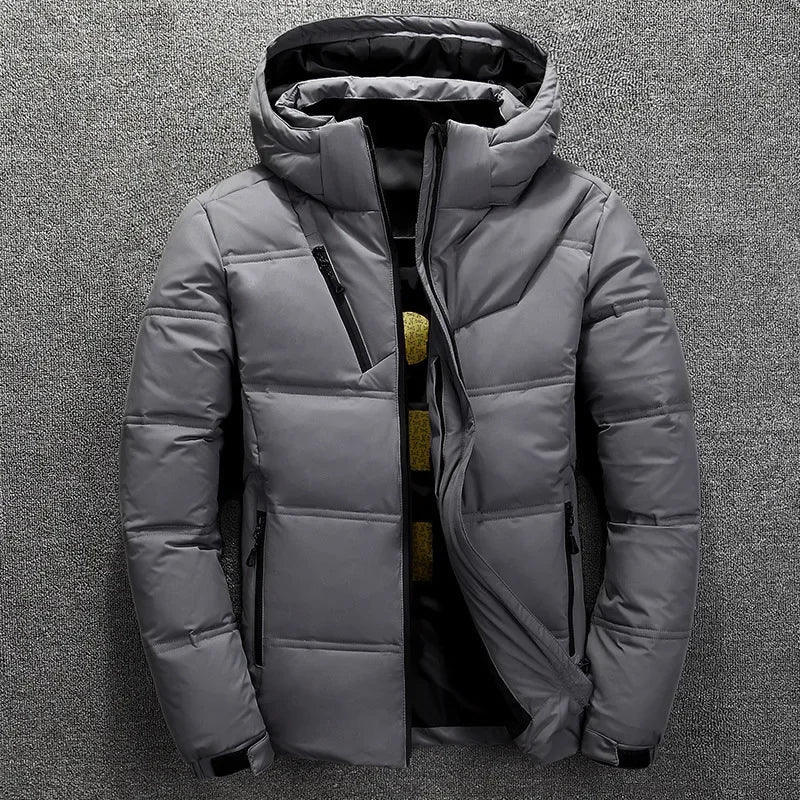 WW | Daunen-Winterjacke mit Winddichter und Abnehmbarer Kapuze für Männer