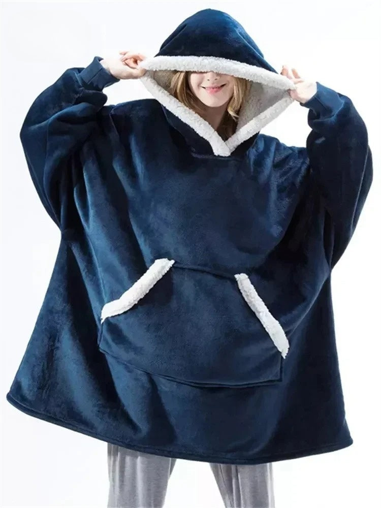 WW | Oversized Hoodie Blanket with Hood - Soft Fleece Pullover for Women & Men, Perfect for Home & Winter